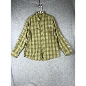 Cabelas XPG Insect Defense Button Hike Long Sleeve Shirt L Plaid Green